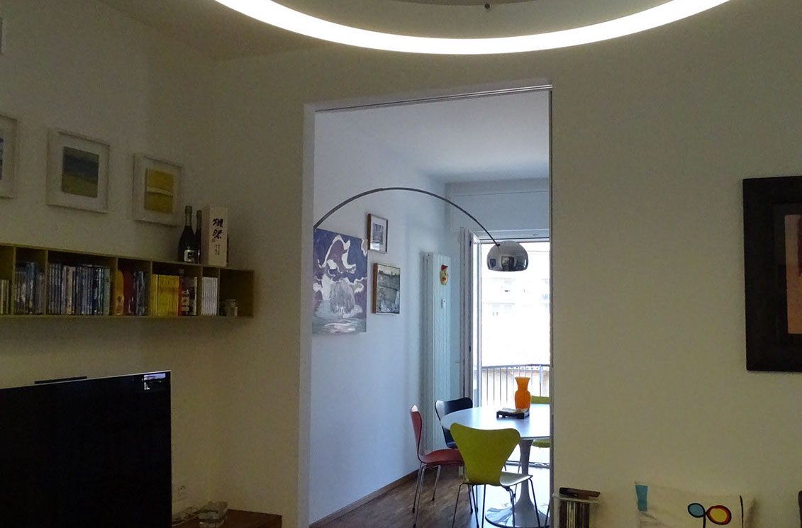 soggiorno cucina parete cartongesso