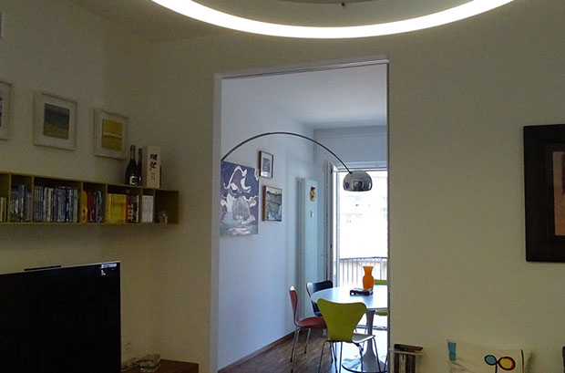 soggiorno cucina parete cartongesso