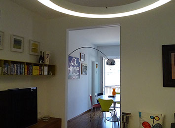 soggiorno cucina parete cartongesso