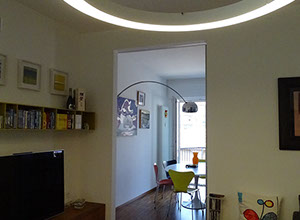 soggiorno cucina parete cartongesso